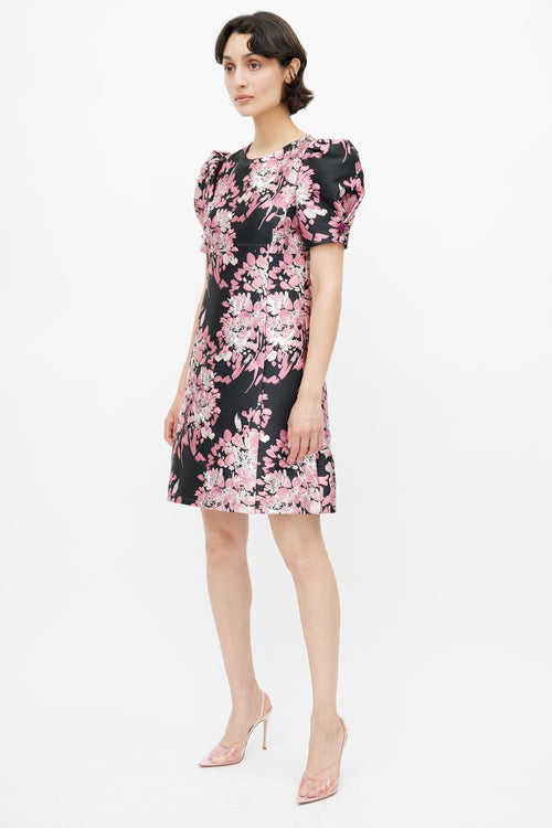 Dolce 
Gabbana Black 
Pink Brocade Floral Dress