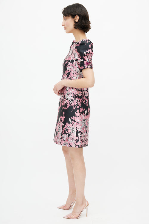 Dolce 
Gabbana Black 
Pink Brocade Floral Dress