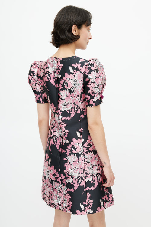 Dolce 
Gabbana Black 
Pink Brocade Floral Dress