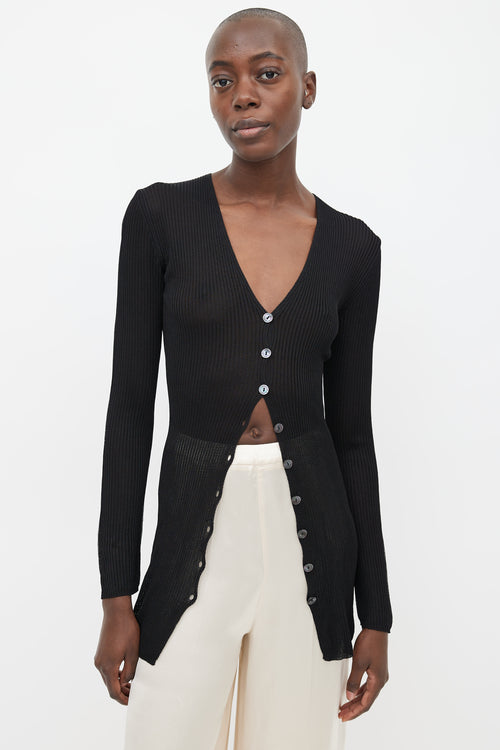 Dolce 
Gabbana Black Ribbed Knit Cardigan