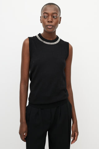 Dolce 
Gabbana Black Wool 
Silver Collar Top