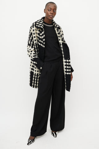 Dolce 
Gabbana Black 
White Checkered Coat