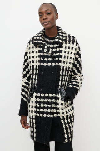 Dolce 
Gabbana Black 
White Checkered Coat