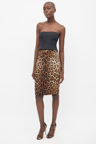 Dolce 
Gabbana Brown Print Silk Skirt