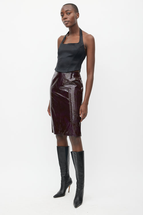 Dolce 
Gabbana Burgundy Patent Leather Pencil Skirt