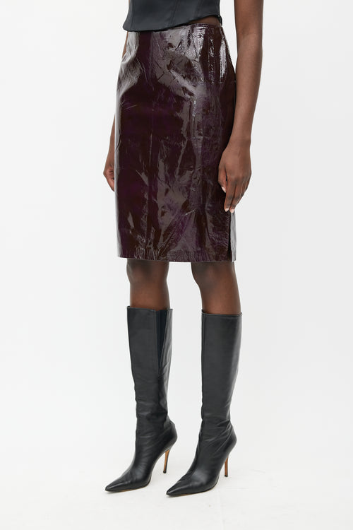 Dolce 
Gabbana Burgundy Patent Leather Pencil Skirt