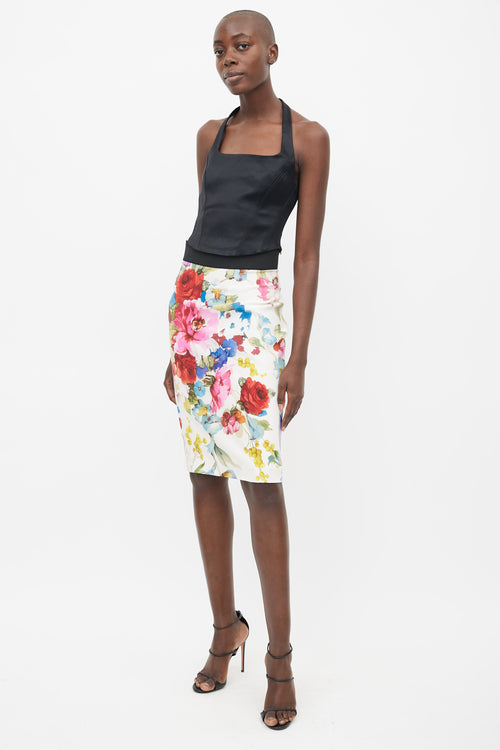 Dolce 
Gabbana Cream 
Multicolour Floral Silk Skirt