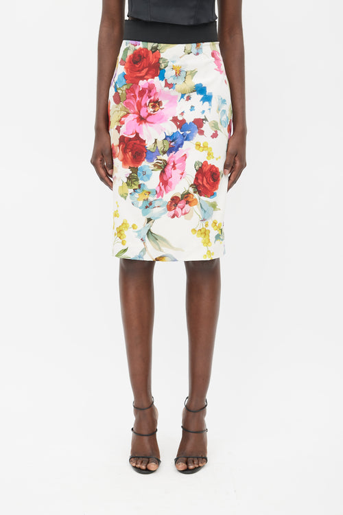 Dolce 
Gabbana Cream 
Multicolour Floral Silk Skirt