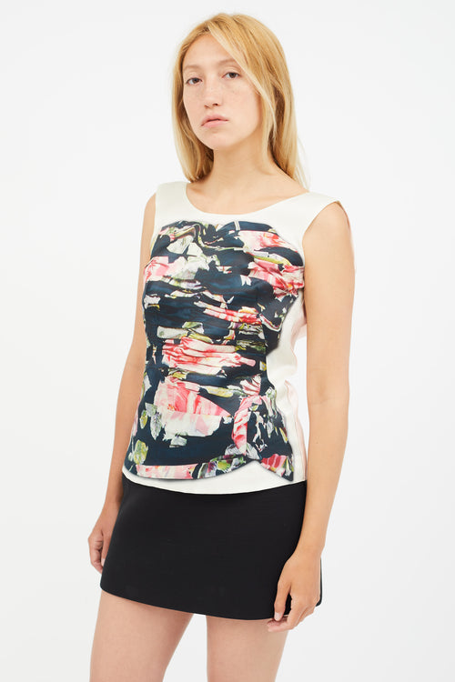 Dolce 
Gabbana Cream 
Multicolour Trompe L
oeil Top