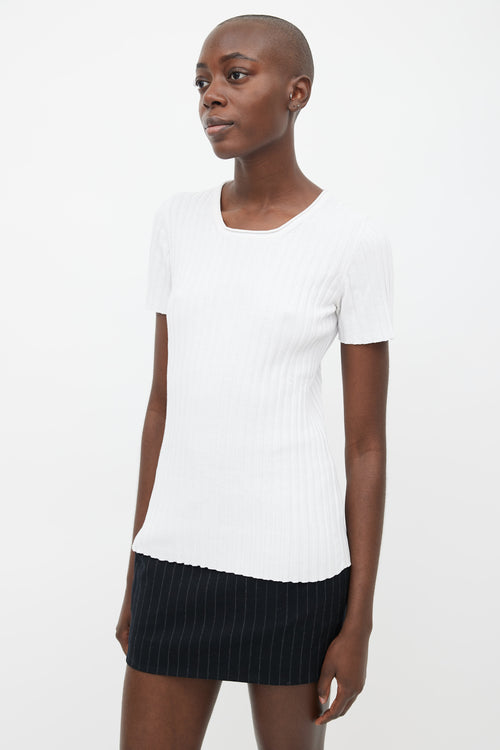 Dolce 
Gabbana Cream Ribbed Short Sleeve Top