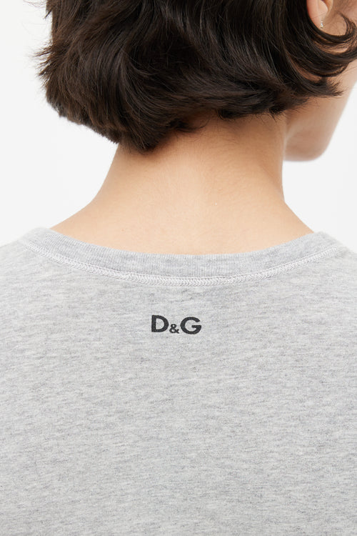 Dolce 
Gabbana Grey Graphic Print T-Shirt