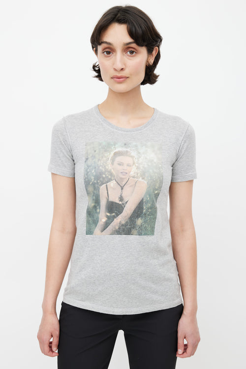 Dolce 
Gabbana Grey Graphic Print T-Shirt