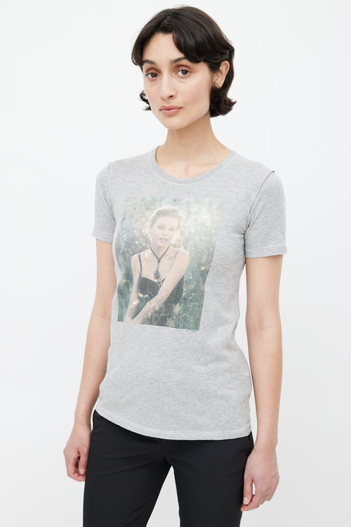 Dolce 
Gabbana Grey Graphic Print T-Shirt