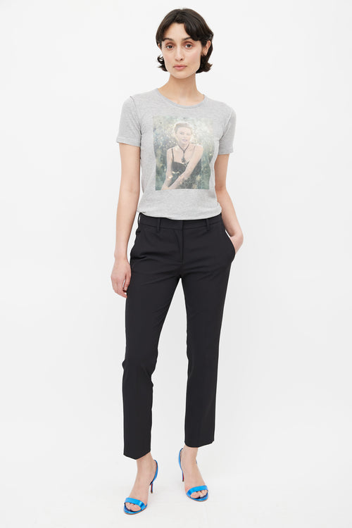 Dolce 
Gabbana Grey Graphic Print T-Shirt