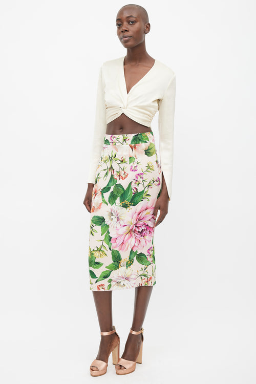 Dolce 
Gabbana Pink 
Multicolour Floral Silk Skirt