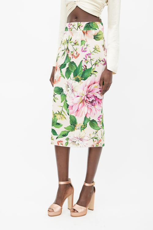 Dolce 
Gabbana Pink 
Multicolour Floral Silk Skirt