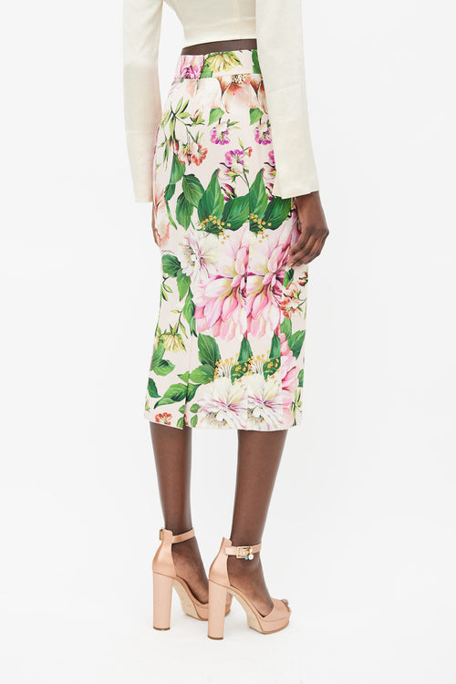 Dolce 
Gabbana Pink 
Multicolour Floral Silk Skirt