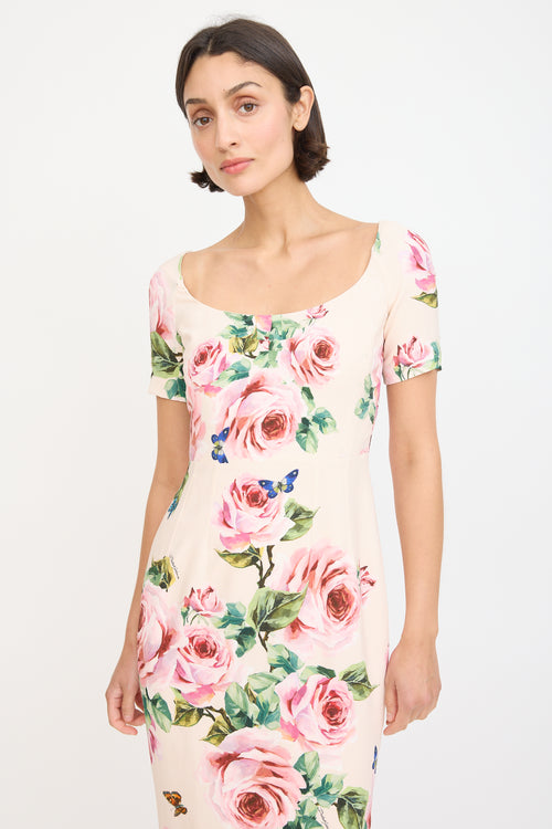 Dolce 
Gabbana Pink 
Multicolour Floral Sheath Dress