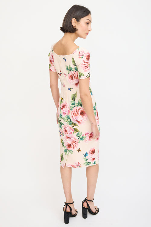 Dolce 
Gabbana Pink 
Multicolour Floral Sheath Dress