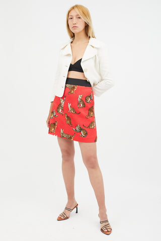 Dolce 
Gabbana Red 
Multicolour Jacquard Print Skirt