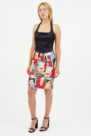 Dolce 
Gabbana Red 
Multicolour Print Skirt