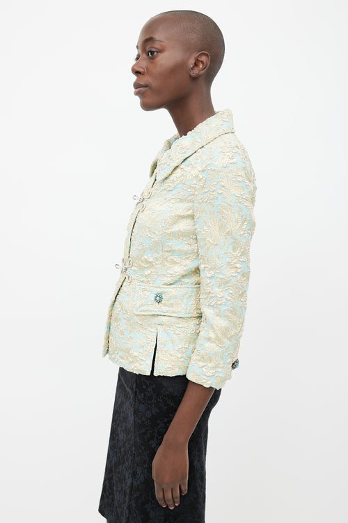 Dolce 
Gabbana Teal 
Gold Floral Brocade Jacket