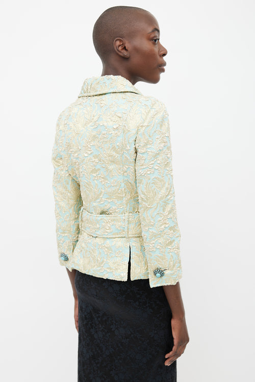 Dolce 
Gabbana Teal 
Gold Floral Brocade Jacket