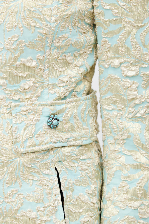 Dolce 
Gabbana Teal 
Gold Floral Brocade Jacket