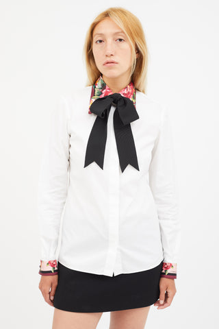 Dolce 
Gabbana White 
Multicolour Floral Tie Shirt