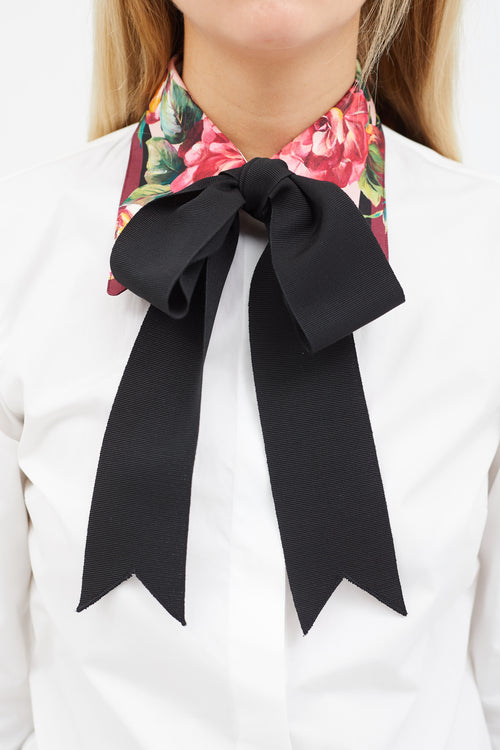 Dolce 
Gabbana White 
Multicolour Floral Tie Shirt