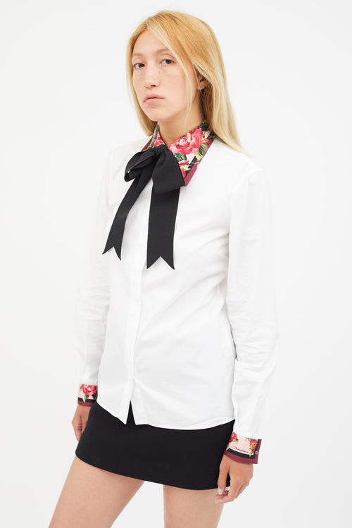 Dolce 
Gabbana White 
Multicolour Floral Tie Shirt