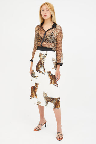 Dolce 
Gabbana White 
Multicolour Print Crepe Skirt