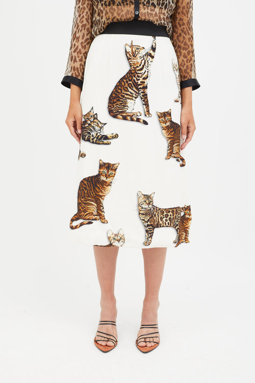 Dolce 
Gabbana White 
Multicolour Print Crepe Skirt