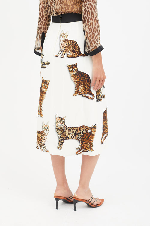 Dolce 
Gabbana White 
Multicolour Print Crepe Skirt