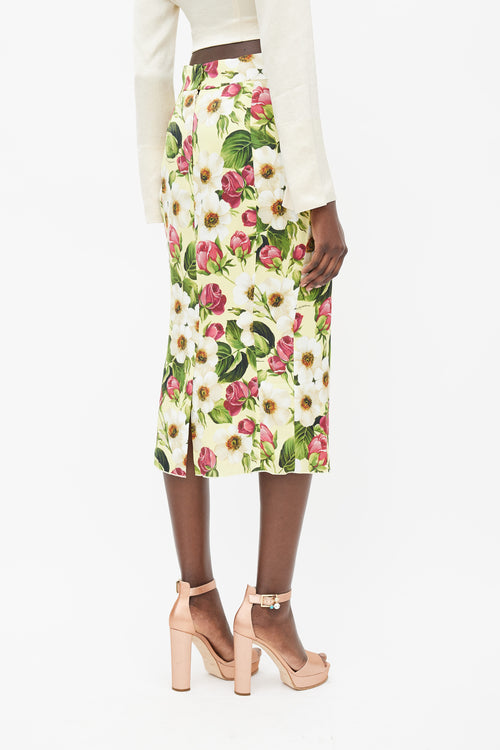 Dolce 
Gabbana Yellow 
Multicolour Floral Silk Skirt