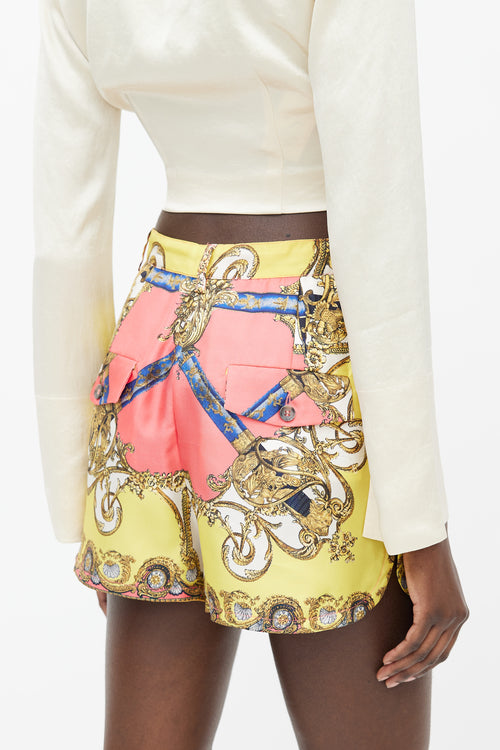 Dolce 
Gabbana Yellow 
Multicolour Silk Baroque Shorts