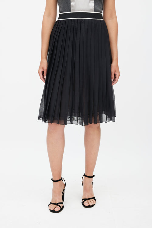 Dolce 
Gabbana Black 
White Silk Sheer Skirt