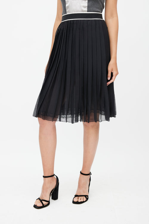 Dolce 
Gabbana Black 
White Silk Sheer Skirt