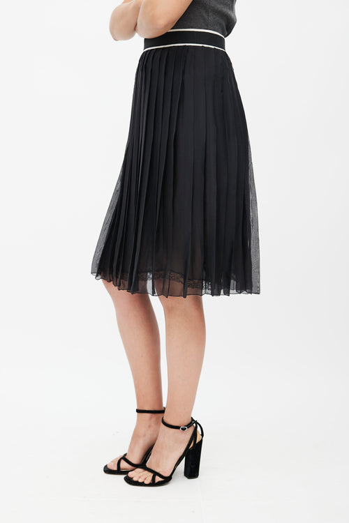 Dolce 
Gabbana Black 
White Silk Sheer Skirt