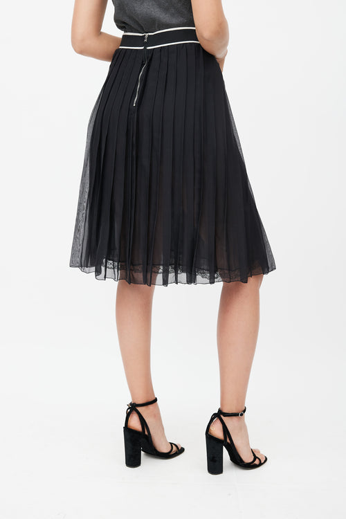 Dolce 
Gabbana Black 
White Silk Sheer Skirt