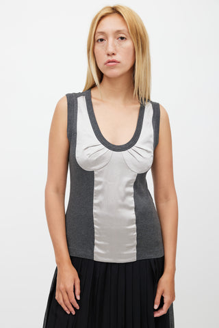 Dolce 
Gabbana Grey Satin Bustier Top