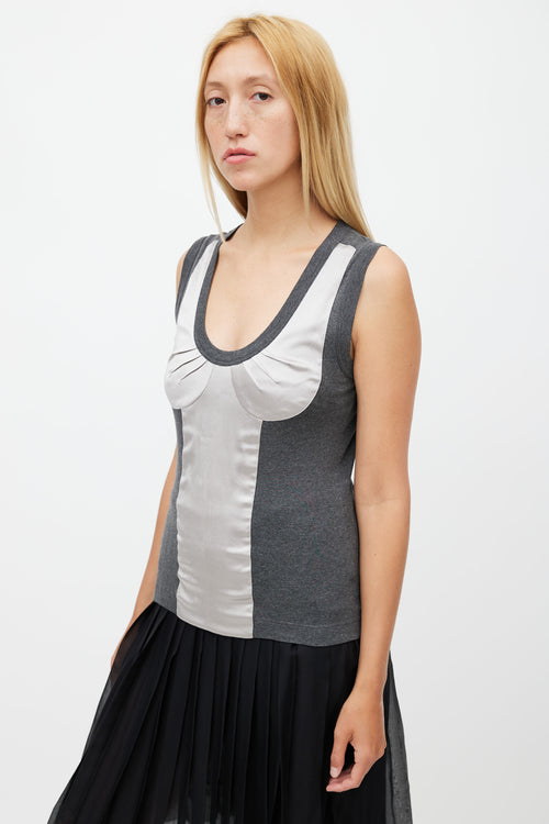 Dolce 
Gabbana Grey Satin Bustier Top