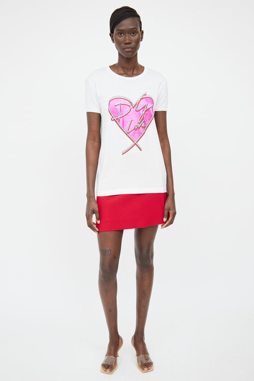 Dolce 
Gabbana Pink 
White With Love Short Sleeve Top