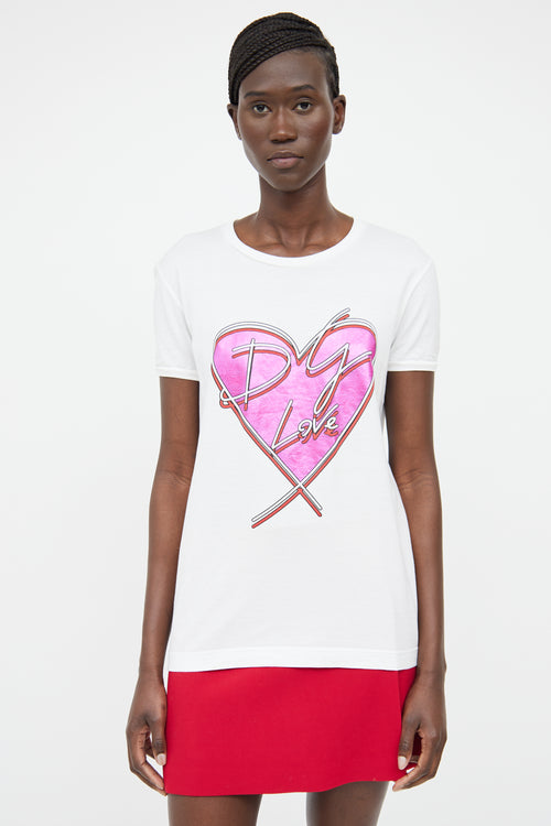 Dolce 
Gabbana Pink 
White With Love Short Sleeve Top