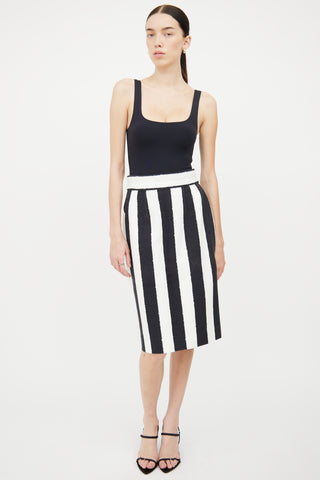 Dolce 
Gabbana Black 
White Midi Skirt