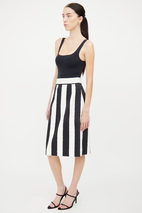 Dolce 
Gabbana Black 
White Midi Skirt