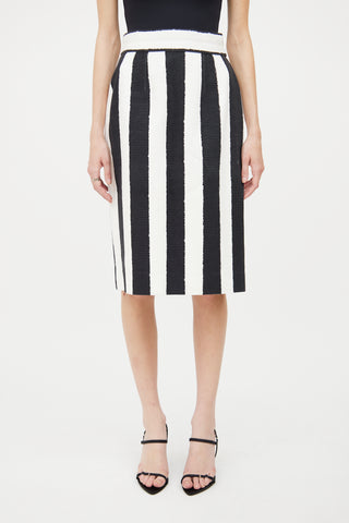 Dolce 
Gabbana Black 
White Midi Skirt