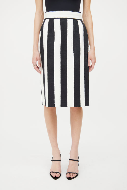 Dolce 
Gabbana Black 
White Midi Skirt