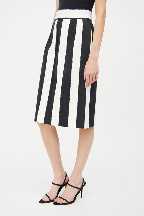 Dolce 
Gabbana Black 
White Midi Skirt