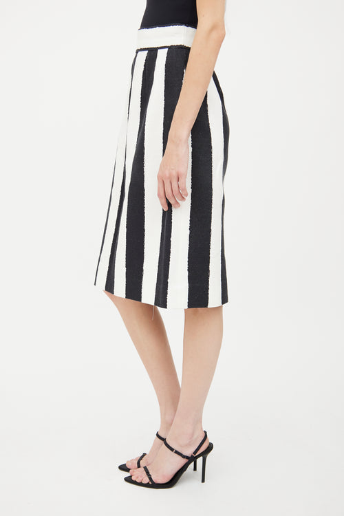 Dolce 
Gabbana Black 
White Midi Skirt